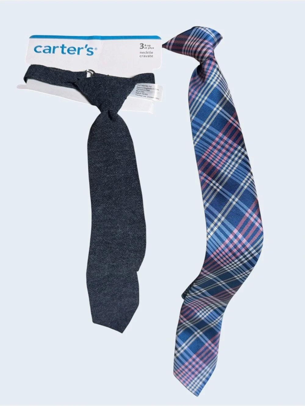 2 Carter’s Ties!! Blue Plaid & Dark Blue Jean Ties